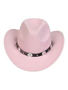 Unisex Western Cowboy Hat, Classic Rolled Brim Fedora, With Buckle Belt - Multicolor - View 16