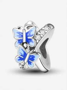 1个镀银彩色蝴蝶猫爪吊坠，适合DIY手链和女士首饰 - 銀色 - 查看 16