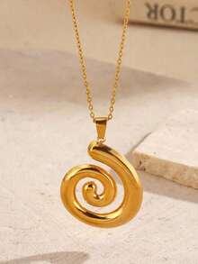 1 chiếc dây chuyền mặt dây hình xoắn ốc phong cách Bohemian bằng thép không gỉ, thiết kế thanh lịch dành cho nữ giới, thích hợp đeo hàng ngày, hẹn hò hoặc đi nghỉ mát. - Vàng - Xem 2