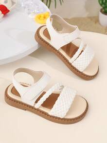 New Princess Style Children's Sandals, Girls' Flat Thick Bottom Open Toe Comfortable Casual Sandals, Suitable For Toddlers And Big Kids - White - View 2