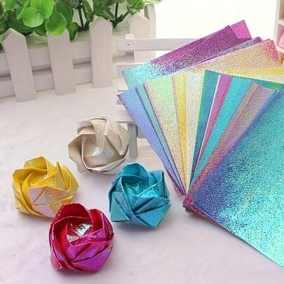 20pcs Glitter Paper, For Making Shiny Origami Lucky Birds, Each Square Size 3.94 Inches X 3.94 Inches, 10 Colors 20 Sheets Glitter Paper, Thick Glitter Gold Powder Paper 15cm Square, Kids Origami Craft