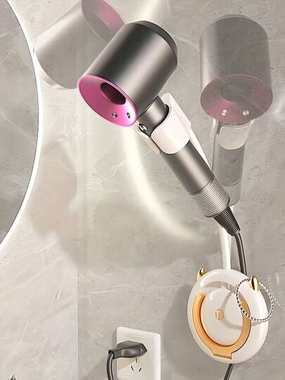 2ks nástěnný držák na fén, úložný stojan na fén do koupelny, multifunkční koupelnová police, koupelnové doplňky