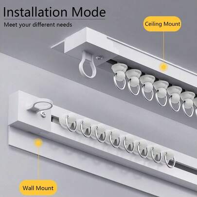 Extra dicke und breite Klebegardinenschienen für Decken oder Wände, Gardinenstangen ohne Bohren, an der Decke montierte Gardinenschienen, Gardinenstangen, Deckenmontage, Klebegardinenstangen für Fenster, Schränke und Badezimmer Duschvorhänge, mit einem Querschnitt von 50 cm.