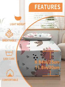 1/2/3PCS Cute Dinosaur Fitted Sheet Set, 1 Fitted Sheet And 1/2 Pillowcases, Cartoon Dino Prehistoric Plant Bedding Set For Kids Boys Girls Bedroom, 100% Polyester, Soft Breathable Non-Slip, Machine Washable, Note: The Cartoon Pattern Position Is Not Fixed - Multicolor - View 5