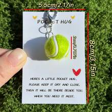 5/2/1pcs Cute Tennis Ball Keychain Pendant With Inspirational Quote, Suitable For Birthday, Mother's Day, Father's Day And Sports Events, Inspirational Mini Souvenir Gift - View 5
