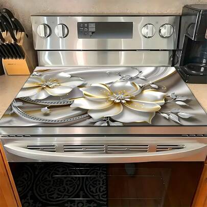 1pc Luxury Floral Pattern Printed Absorbent Dish Drying Mat, Espresso Machine Countertop Pad, Sink Drain Mat, Faucet Pad, Bathroom Accessories, Kitchen Supplies