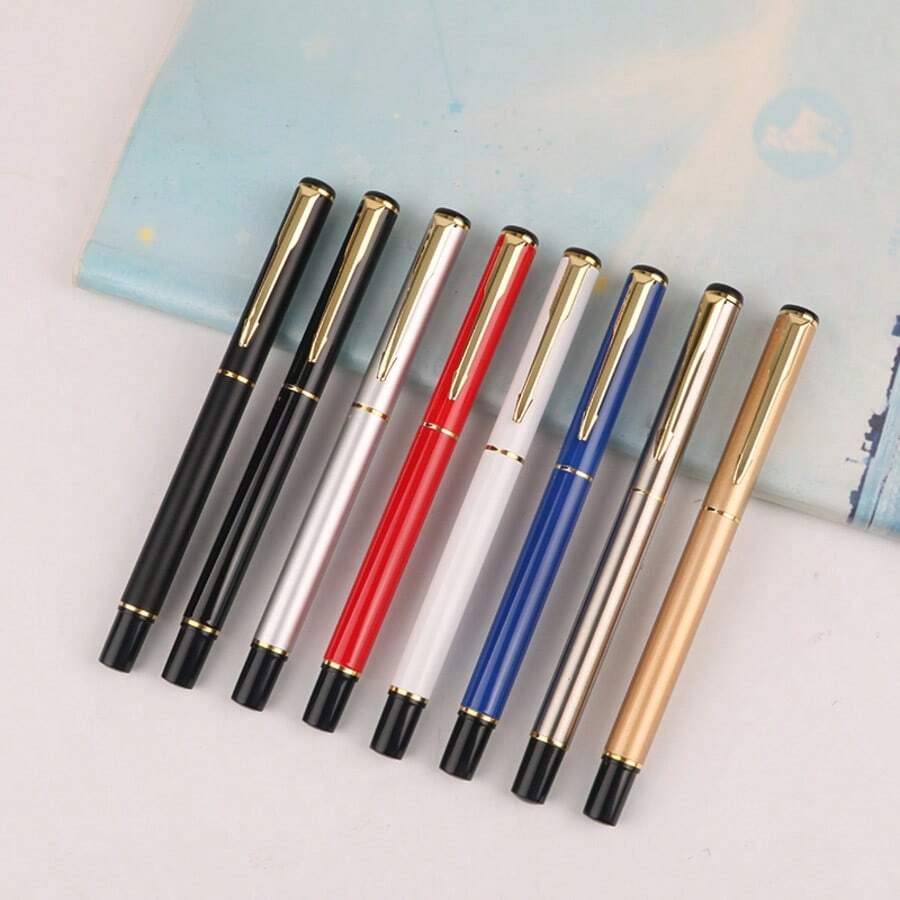 High-End Red Metal Ballpoint Pen, Office Stationery, Smooth Writing, Water-Based Ink - Red - View 1