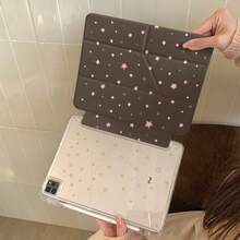 Ốp bảo vệ phẳng họa tiết ngôi sao màu hồng dễ thương, tương thích với iPad thế hệ thứ 11, iPad Pro 2025, iPad Air 7/6 có khe cắm bút cảm ứng, máy tính bảng 11 inch, phong cách tối giản Hàn Quốc. - màu nâu - Xem 4