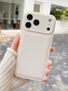 1pc Minimalist Solid Color Leather Texture High-Quality Phone Case Compatible With IPhone 17/17Pro/17Promax/16promax/16/16pro/16plus/15/15promax/15pro/11/12/13/14promax/11pro/11promax/12pro/12promax/13pro/13promax/14pro/14promax, Elegant Creative Design - White - View 4