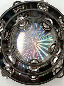 1 6/8/10 英寸闪亮铃铛鼓，手持式单/双排铃铛鼓，反光打击乐器，适合教育用途及作为节日派对礼物 - 彩色 - 查看 9