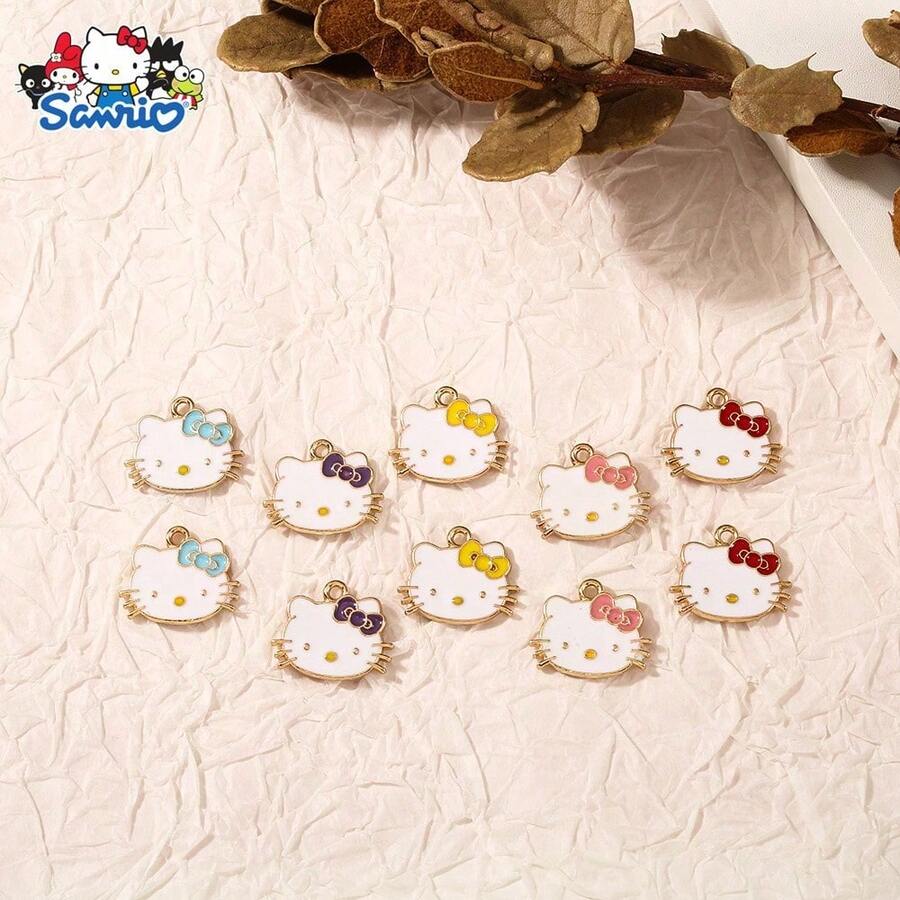 SANRIO 5 piezas de dijes de metal de Hello Kitty, aptos para hacer collares, aretes, pulseras y otros accesorios de joyería DIY - Amuletos - Ver 1