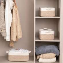 1pc Rope-Braided Storage Boxes, Rectangular Storage Baskets, And Closet Storage Baskets With Handles Are Suitable For Shelf Organization, Classrooms, Toy Storage, Wardrobe Organization, Home Storage, And As Organizing Accessories. Toy Storage Baskets. - Multicolor - View 5