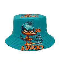Casual Cartoon Yellow Duck Print Bucket Hat, Reversible Sun-Shading Bucket Hat, Unisex Summer - C - View 14