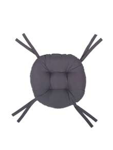 2pcs Round Chair Cushion 35cm Soft Seat Pad With Ties Solid Color Silicone Fiber Filled Chair Pad Made In Turkey - Dark Grey - View 2