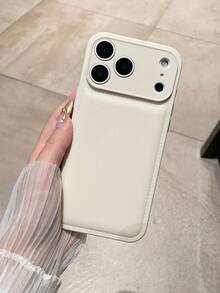 1pc Minimalist Solid Color Leather Texture High-Quality Phone Case Compatible With IPhone 17/17Pro/17Promax/16promax/16/16pro/16plus/15/15promax/15pro/11/12/13/14promax/11pro/11promax/12pro/12promax/13pro/13promax/14pro/14promax, Elegant Creative Design - White - View 7