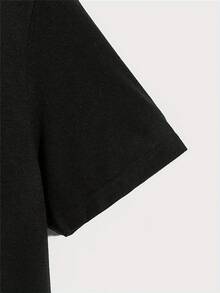Camiseta Gráfica de Ojos de Anime para Hombre - Camiseta Casual de Manga Corta con Cuello Redondo, Poliéster Transpirable, Uso en Todas las Estaciones, Primavera y Otoño, Estampado - Negro - Ver 3