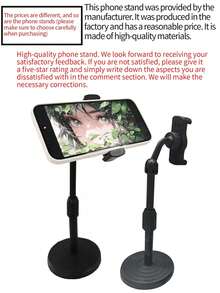 Adjustable 360° Rotatable Desk Phone Stand, Suitable For 4-10 Inch Smartphones, Desktop Phone Holder, Office Desk Accessory, Home Christmas Decor, Christmas Gift, Study Supplies - Black - View 8
