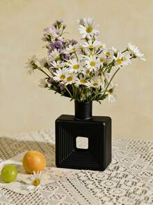 1pc Black & White Resin Square Vase, Minimalist Nordic Bohemian Style Home Decor, Suitable For Living Room, Bookshelf, Table, Cabinet, Fireplace, Entryway, Holiday Decoration, Gift, Birthday, Graduation, Dorm - 1 - View 7