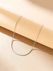 1pc 18K Gold Plated Stainless Steel Snake Chain Necklace, Minimalist Gold Tone Necklace, Round Snake Chain Necklace, Gift For Women - 金色 40+5厘米 - 查看 5
