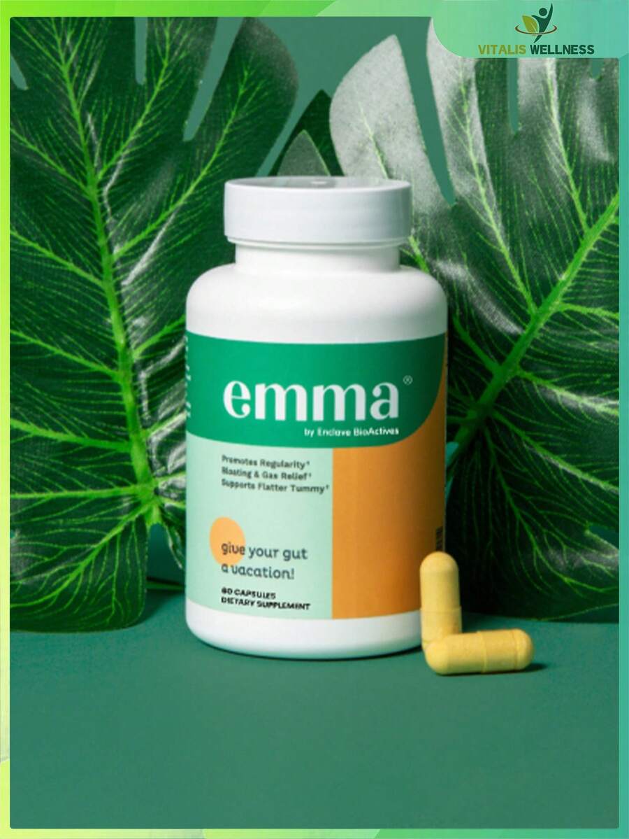 Emma Gut Health Doctors Endorsed Supplement - 60 Capsules - Relief From Gas And Bloating, Repairs Leaky Gut With Magnesium, Berberine, Vitamin D, Quercetin & More - Gut Health & Colon Cleanse Formula - 1bottel - 查看 1