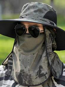 Unisex Wide Brim Bucket Hat With Face & Neck Flap, Breathable Mesh Design, Waterproof Quick-Dry, Adjustable Chin Strap, Suitable For Hiking, Camping, Gardening, Beach, Cycling, Travel And Other Outdoor Activities - A - View 3