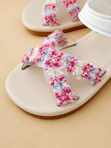 3-12 Years Old Girls' Adjustable Nude Soft Bottom Sandals, Open-Toe Breathable Children's Sandals With Transparent Criss-Cross Straps And Colorful Woven Laces, Suitable For Daily Wear, Beach, And Vacation, Sweet Girl Style For Spring/Summer - Multicolor - View 6