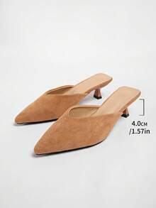 2026 Spring/Autumn New French Pointed Toe High Heel Pumps, Elegant Suede Work Shoes With Thin Heels,Kitten Heels - Brown - View 9