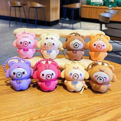 Cartoon Bear Bubble Keychain, Stress Relief Animal Zoo Couple Pendant, Holiday Gift