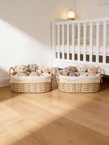 1 Bộ Giỏ đựng đồ bằng dây gai đan thủ công hình hoa cúc - Dung tích trung bình, cấu trúc chắc chắn, bên trong mềm mại, tay cầm hai bên tiện lợi dễ mang theo, phù hợp để trên bàn trang điểm, kệ phòng trẻ em, bàn thay tã - Giỏ đựng đồ đa năng cho bé, có thể đựng tã, khăn quấn, đồ chơi, đồ ăn nhẹ, hoàn hảo làm quà tặng tắm em bé và trang trí phòng trẻ em - Giỏ đựng đồ cho phòng bé - Hộp lưu trữ - Xem 3