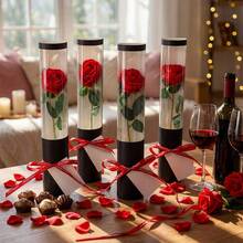 10套母亲节人造玫瑰花套装，含单支锥形盒、人造玫瑰花束包装袋和包装纸，适合作为教师节礼物、母亲节礼物、婚礼派对礼物、生日派对礼物、节日派对礼物、周年纪念礼物和DIY礼品用品。 - 彩色 - 查看 1