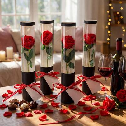 10套母亲节人造玫瑰花套装，含单支锥形盒、人造玫瑰花束包装袋和包装纸，适合作为教师节礼物、母亲节礼物、婚礼派对礼物、生日派对礼物、节日派对礼物、周年纪念礼物和DIY礼品用品。