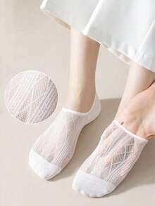 5 Pairs Women's Breathable Non-Slip Mesh Ankle Socks, Invisible Socks, Suitable For Spring And Summer Daily Wear, Random Colors - Multicolor - View 2