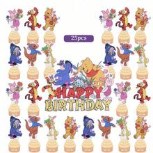 Disney 25 Buah Tusuk Hiasan Kue & Makanan Penutup Bergambar Beruang Kuning Kartun, Set Dekorasi Kue Pesta Ulang Tahun - MultiWarna - View 1