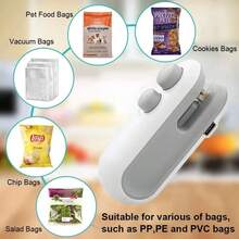 SOKANY Mini Snack Bag Sealer With 2-In-1 Cut And Seal Function, Chip Cutter Included, USB Rechargeable, Magnetic Bottom For Fridge. Dual Function For Sealing And Opening Bags, Perfect For Home Heat Sealers And Vacuum Sealers, Versatile Kitchen Tool. - White - View 3