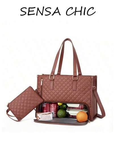 Fashionable Classic Large-Capacity Handbag, Classic Multi-Color Insulated Bag, Can Hold A Laptop, Can Be Used As A Mom Bag Or Commuter Bag, Perfect For Daily Gym Lunch Bag, Picnic Bag, Waterproof Insulated Crossbody Bag, Women's Lunch Bag, Student Lunch Box