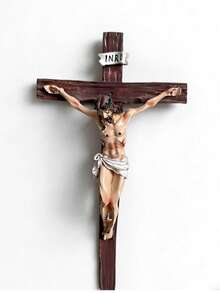 9.65 Inch Handmade Catholic Cross Wall Cross, Jesus Christ Inspirational Home Decor, Fashionable Religious Decoration, Religious Devotional Gift, Renaissance Era Sculpture - 1PC - View 11