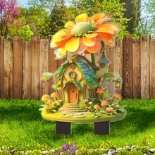Estaca Encantadora para Jardim de Fadas, Decoração de Vaso de Plantas para Área Externa, Ornamento de Estaca de Solo Acrílico 2D Resistente à Água - A - Visão 1