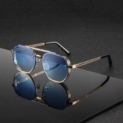 1 件复古 Y2K 无框眼镜，适合派对、聚会、送礼、街头风，也是日常佩戴、驾车、度假的必备单品。