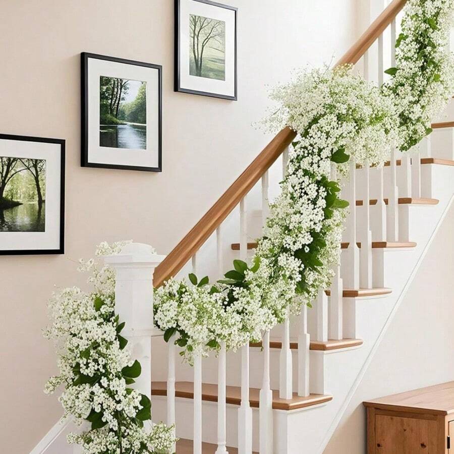1 pieza Enredadera artificial de clavel de 180cm, planta trepadora artificial, decoración de techo para sala de estar, envoltura de tuberías, decoración navideña, enredadera de flores del campo, decoración de enredadera artificial, decoración de fondo para fiesta de boda, decoración colgante - Multicolor - Ver 1