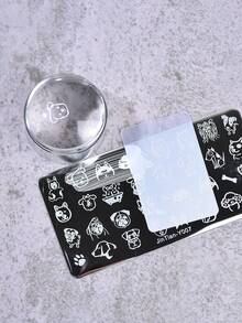 1pc Nail Art Stamping Plate, Landscape, Animal, Puppy, Floral Pattern Stainless Steel Nail Stamping Template Tool - Silver - View 2