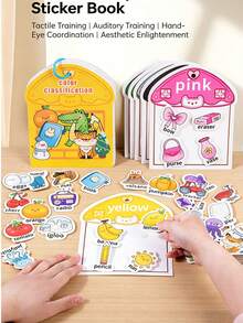 Toddler Multi-Themed Early Learning Interactive Tear Book Set, Color & Number Cognition Educational Sticker Toy, Birthday Gift For Boys & Girls - Multicolor - View 2
