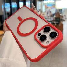 适用于 17 Pro Max 16 15 14 13 12 11 Mini 15 Plus 16 Pro 17 E 的奢华无线充电手机壳，磁吸式保护套 - 大紅色 - 查看 7