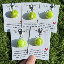 5/2/1pcs Cute Tennis Ball Keychain Pendant With Inspirational Quote, Suitable For Birthday, Mother's Day, Father's Day And Sports Events, Inspirational Mini Souvenir Gift - View 1