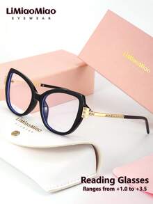 LiMiaoMiao Unisex Cat Eye Reading Glasses, Vintage, Clear, Computer Reading, Magnification +1.0 To +3.5, With Case And Cloth, Suitable As Holiday Gift - Transparent - View 14