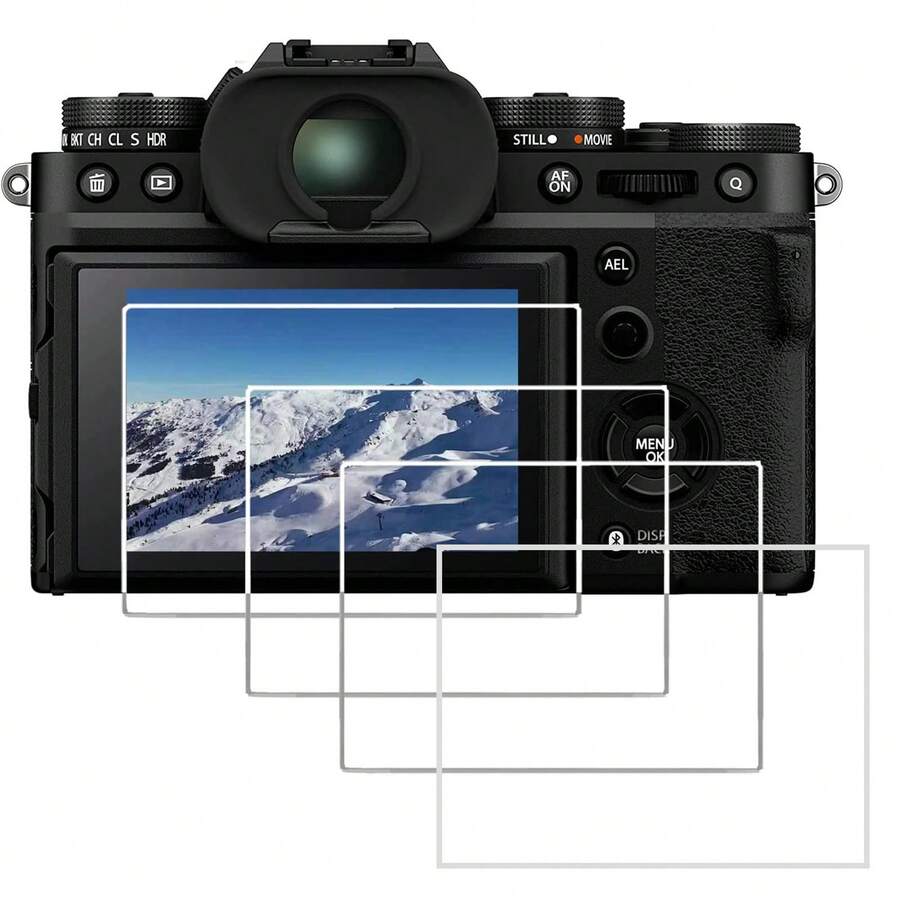 Bộ 4 miếng dán bảo vệ màn hình camera bằng kính cường lực, tương thích với XT3/XT5/X-T30/X-T30II/XM5/X-E5/X100V/X100VI(XT-4) | Độ cứng 9H, HD, trong suốt, chống trầy xước, chống bám vân tay, không bọt khí - Xem 1