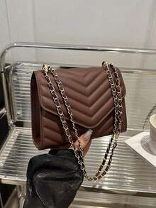 Chain Flap Square Bag QGQN - 棕色 - 查看 10