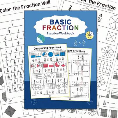 1 Stück Grundlagen Bruchzahlen Erkennung, Größenvergleich & Ausfüllübungen, enthält verschiedene Richtlinien zum Bruchzahlen Unterricht, Arbeitsheft für Kinder zum Üben von Brüchen, Lern- und Bildungsmaterialien für Schüler