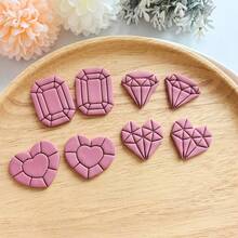 4 Pcs Geometric Minimalist Elegant Clay Cutters, Ideal For Beginner, Delicate Pattern Design, Handmade Jewelry Mold, Fashionable Artistic Clay Cutting Molds - Pink - View 3