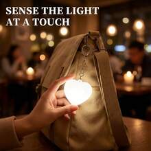 Đèn LED hình trái tim lãng mạn cho cặp đôi (1/2 chiếc), đèn ngủ mini hình trái tim có điều khiển cảm ứng, hẹn giờ tự động tắt, pin sạc, cổng sạc USB, có thể dùng làm móc khóa hoặc mặt dây chuyền ví. - Đèn ngủ hình trái tim - Xem 4