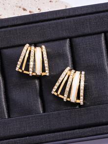 1 Pair Fashion Rhinestone Claw Geometric Earrings, Elegant French Style Versatile Earrings, Mother's Day/Holiday Gift, Daily Wear - Multicolor - View 2